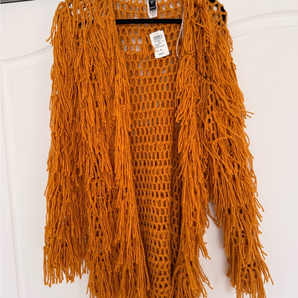 Windsor Mustard Fringed Cardigan - Picture 1 of 4